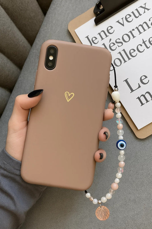 Evil Eye Beaded Phone Charm – Aesthetic Pearl & Crystal Mobile Strap
