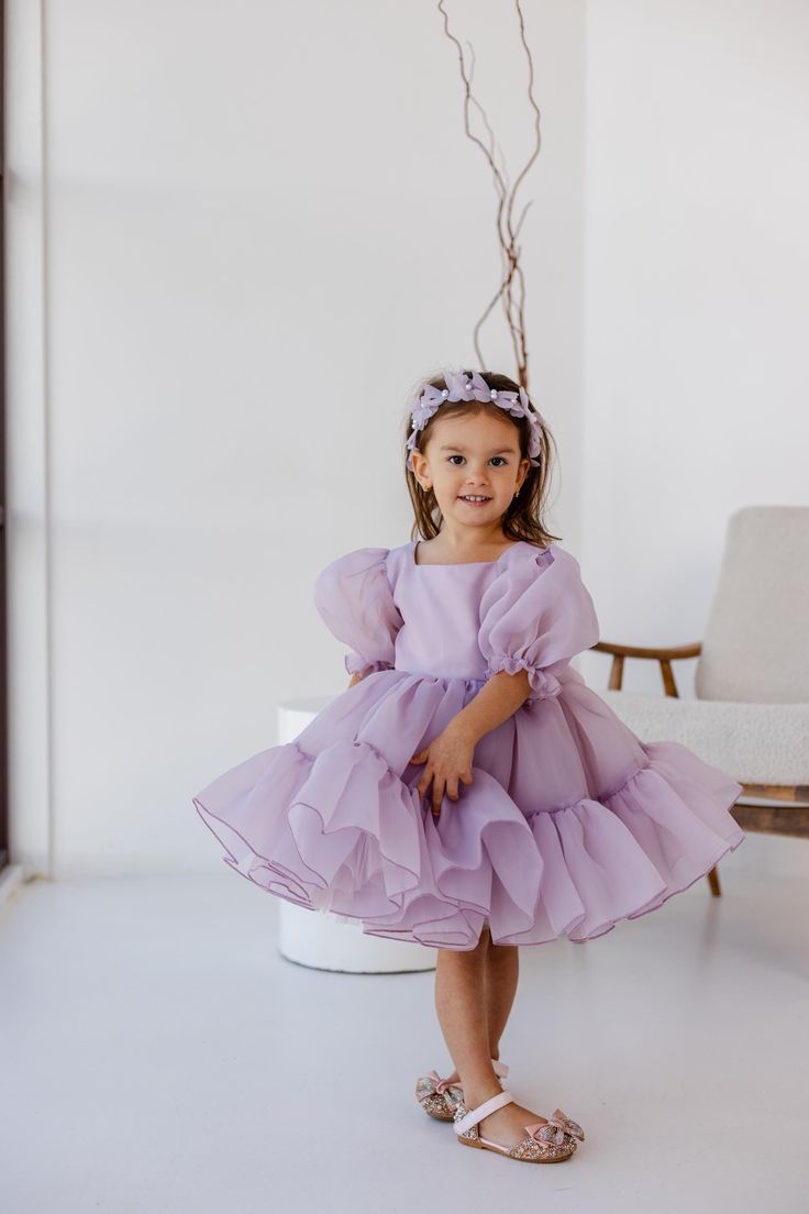 Lavender princess frock for toddler girls
