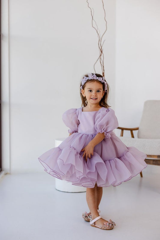 Lavender princess frock for toddler girls
