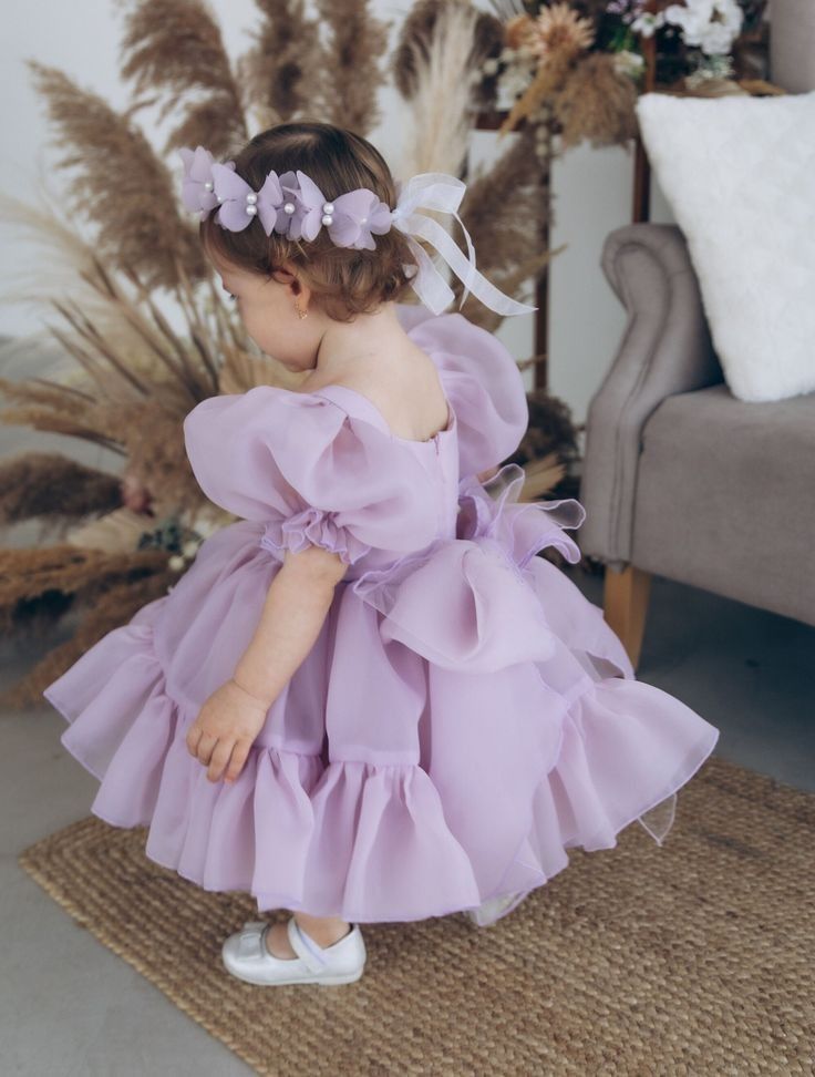 Ruffle dress with floral headband
