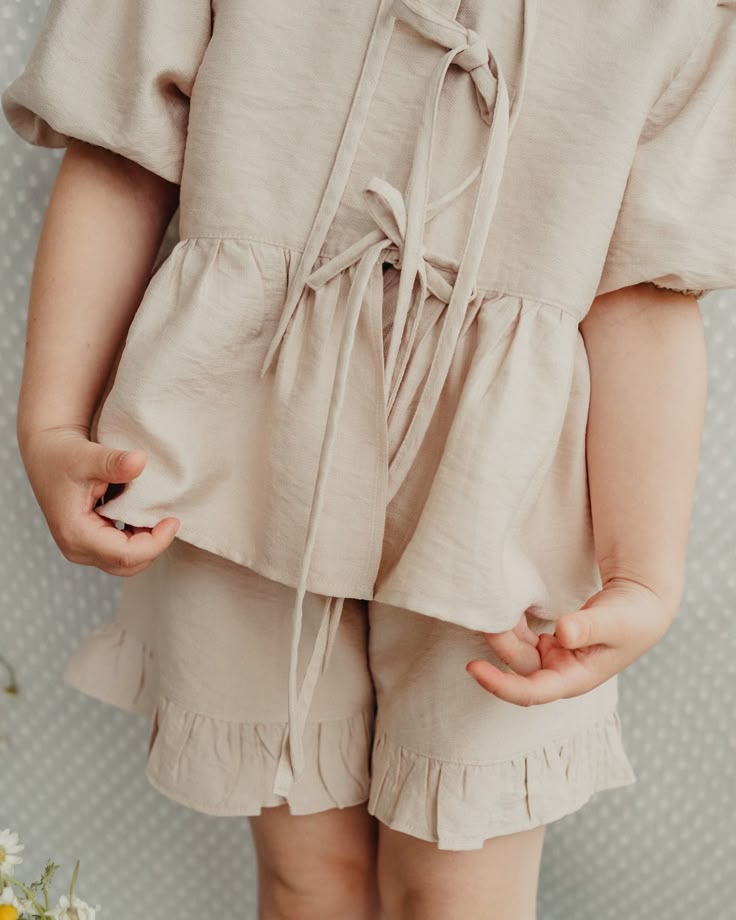 Baby girl summer outfit with bow ties
