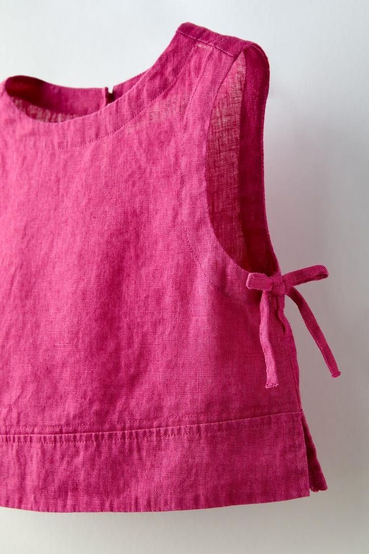 Fuchsia sleeveless linen top for girls
