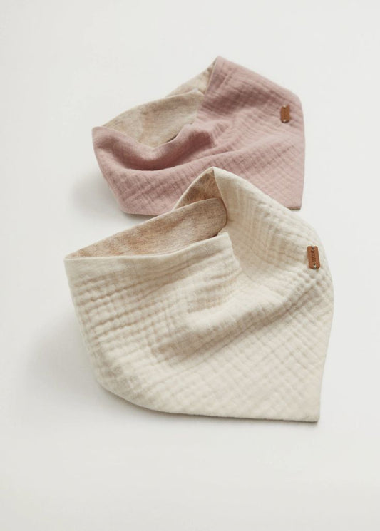 Lightweight cotton baby bib in triangle scarf shape

