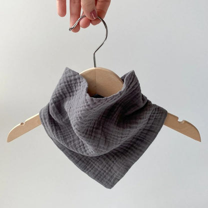 Soft gray bib for drooling or teething babies

