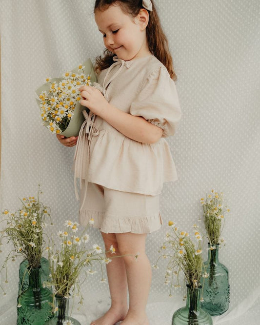 Toddler girl in lavender co-ord set
