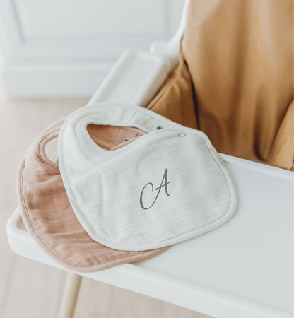 Handmade Cotton Bib – Personalized Initial