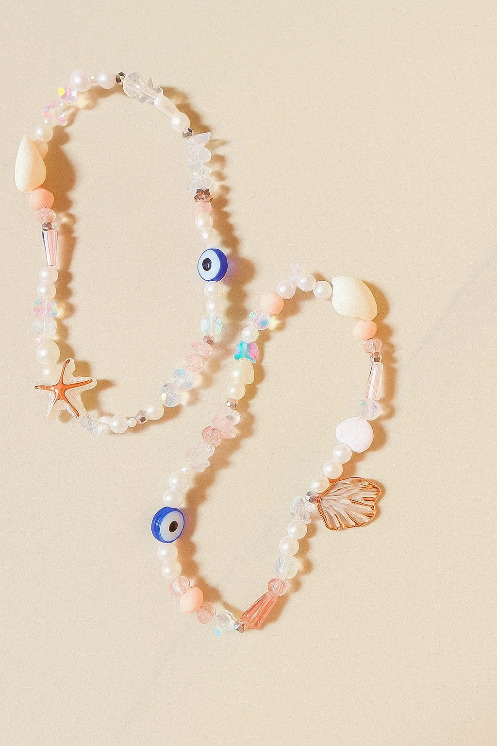 Evil Eye Beaded Phone Charm – Aesthetic Pearl & Crystal Mobile Strap