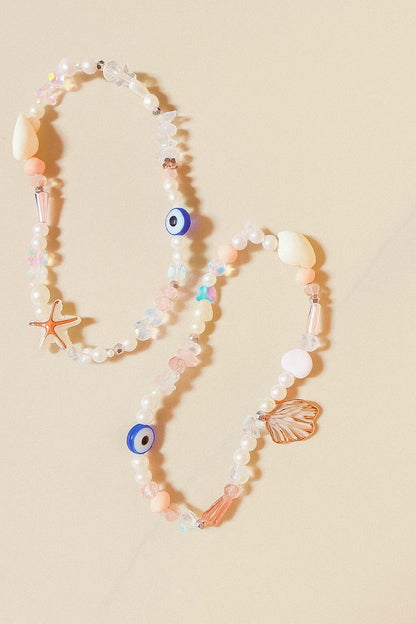 Evil Eye Beaded Phone Charm – Aesthetic Pearl & Crystal Mobile Strap